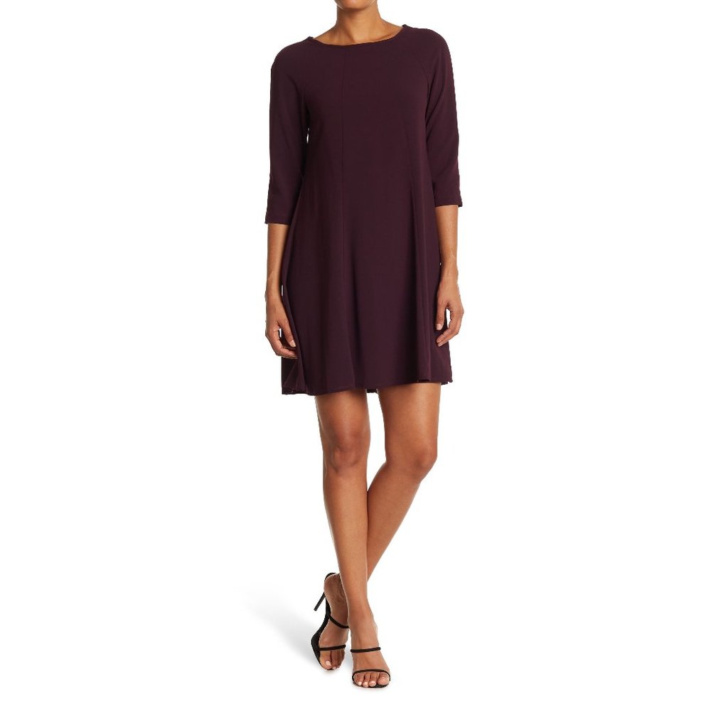 Gabby Skye Purple Burgundy Crepe Mini Dress NWT